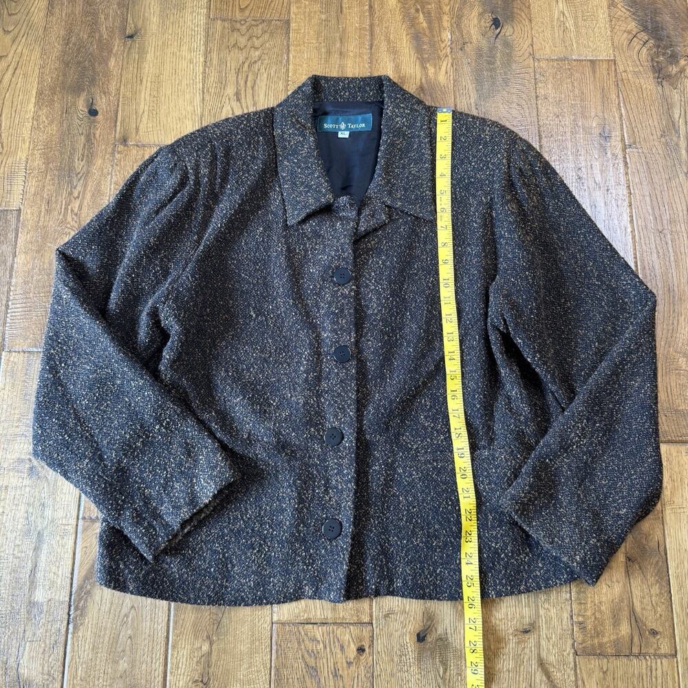 VTG Scott Taylor Womens Black Tweed Knit Blazer Jacket Size XL Button Front - Picture 3 of 6